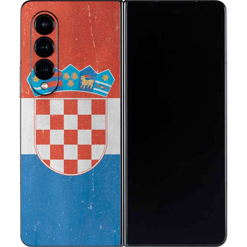 Croatia Flag Distressed Galaxy Z Fold4 5G Skin